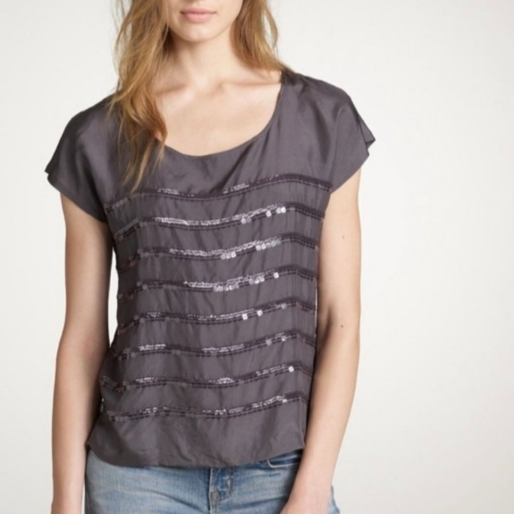 J. Crew Sequin Row Tee in Washable Silk